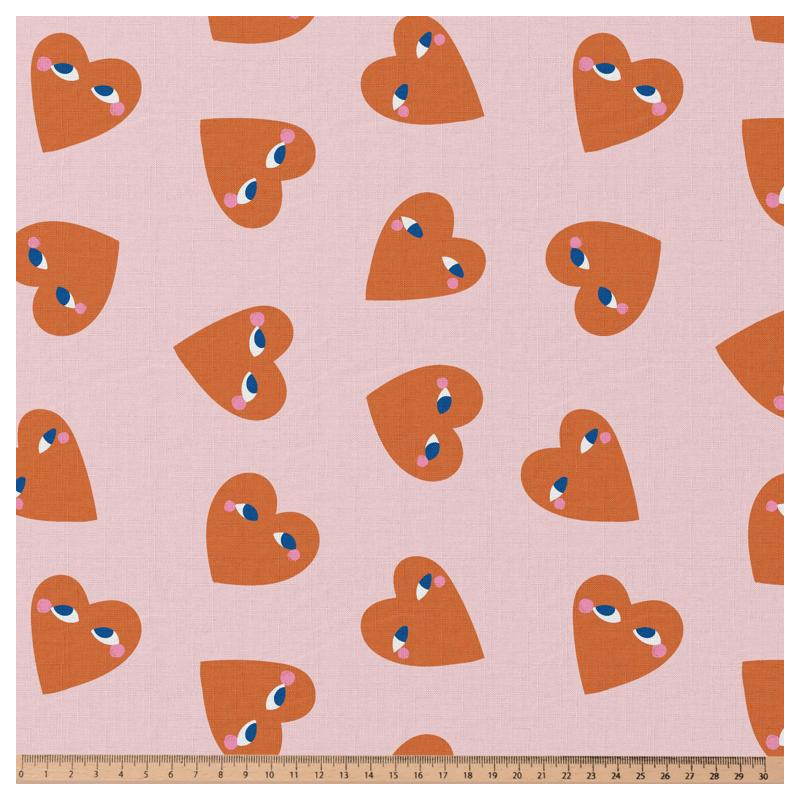 Printed Cotton DODY Light Pink / Vermilion